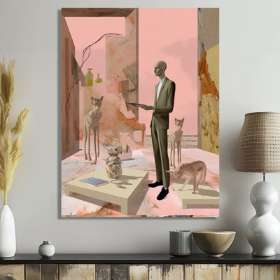 «Man In suit With Catts - Abstract Collages», art mural