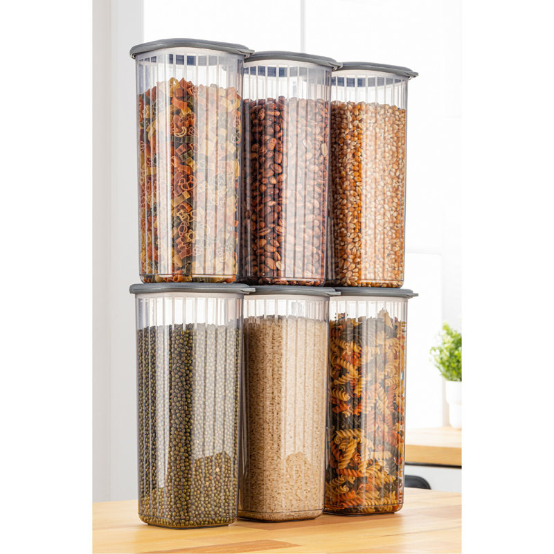 Durable Storage Box Set (6 Pieces), Anthracite Color, 3.9 x 3.9 x 9.6 Inches | 100% BPA-Free Plastic, Dishwasher Safe | Ideal for Organizing Home, Office, Kitchen & More, Space-Saving Design