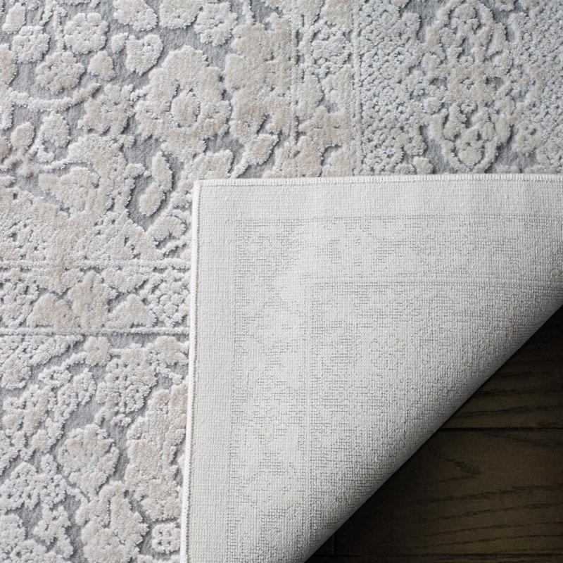 Calidia Floral Light Gray/Cream Area Rug, Rectangle 10' x 14'