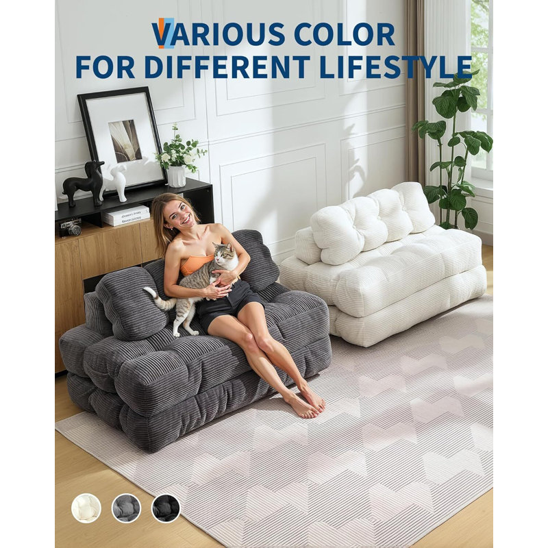 Convertible Sofa Bed, With Pillow, Dark Gray