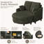 Chaise longue surdimensionnée en velours côtelé avec dossier réglable et repose-pieds avec rangement-128488266