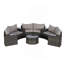 Ensemble de canapé d'extérieur modulaire demi-lune 11 pièces avec table basse ronde en verre trempé-43784821
