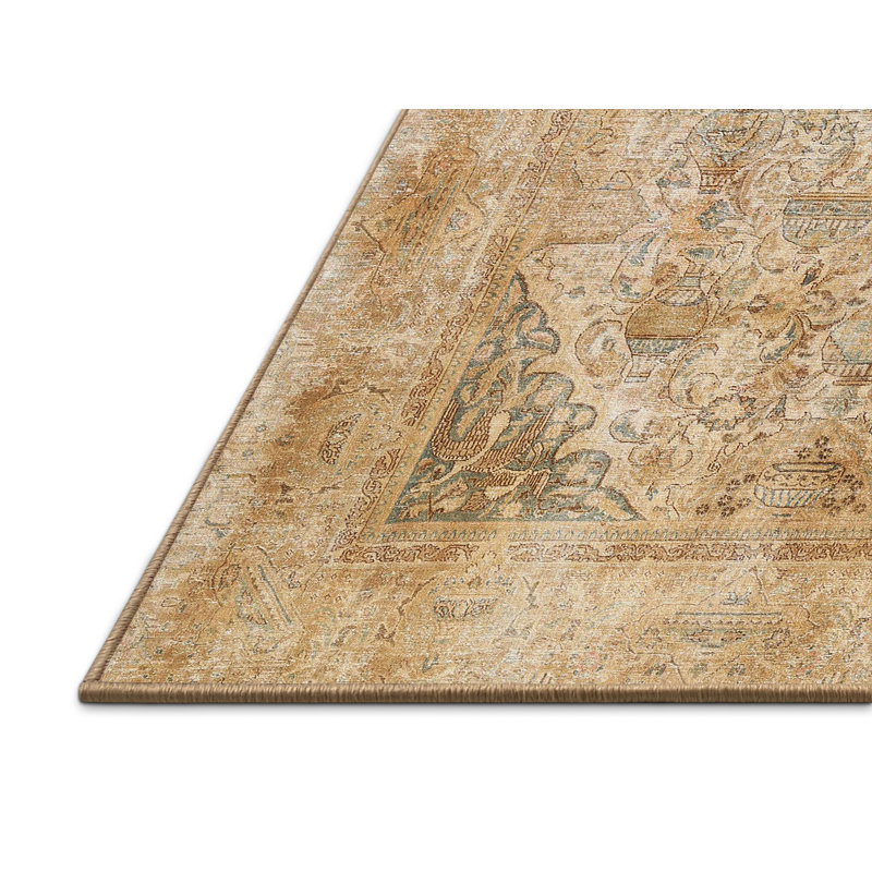 Tissé à la machine à la machine de fabrication orientale en laine/polyester brun clair/beige Tapis décoratif