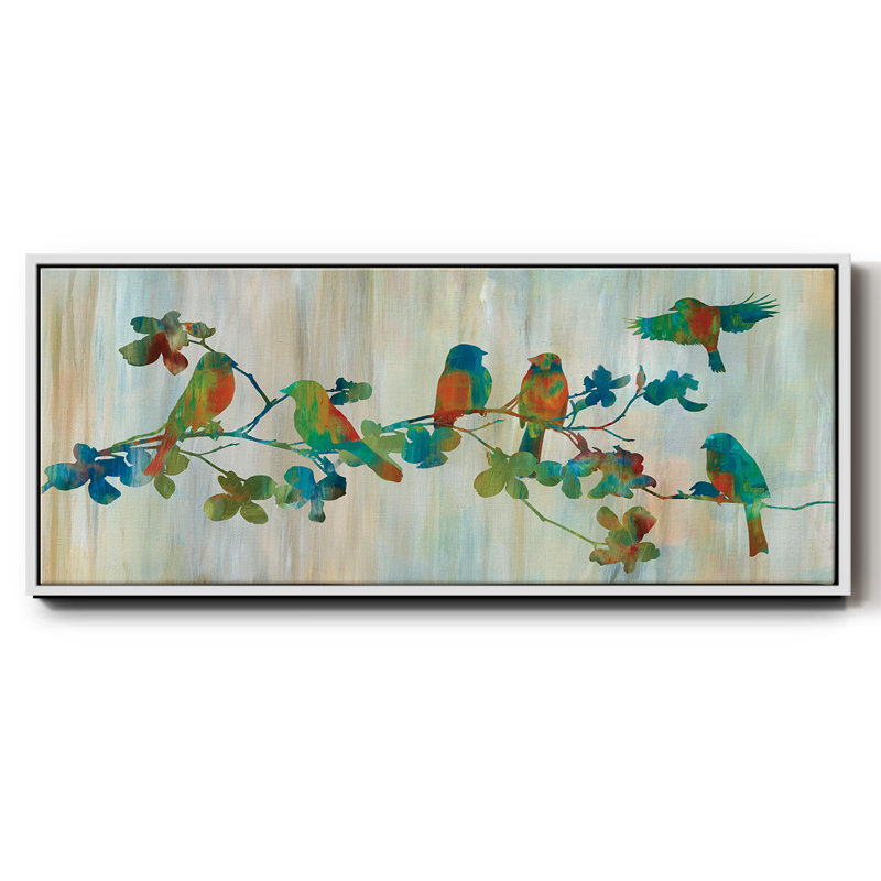 Oiseaux sur une branche - toile encadrée, H 20 po x l 50 po