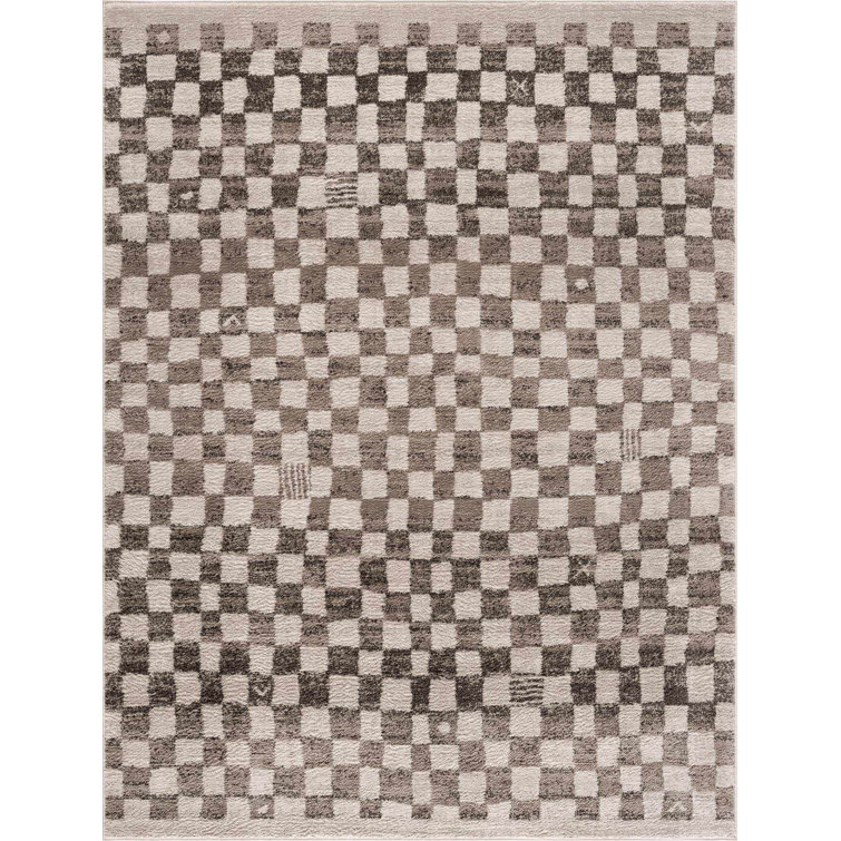 Chaparro Contemporary Checkered Charcoal Area Rug