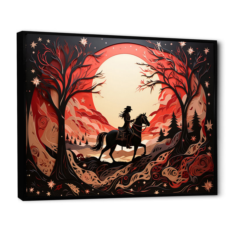 Western Wild West Abstract Show - reproduction sur toile, Cadre flottant noir, H 16 po x l 32 po x P 1 po