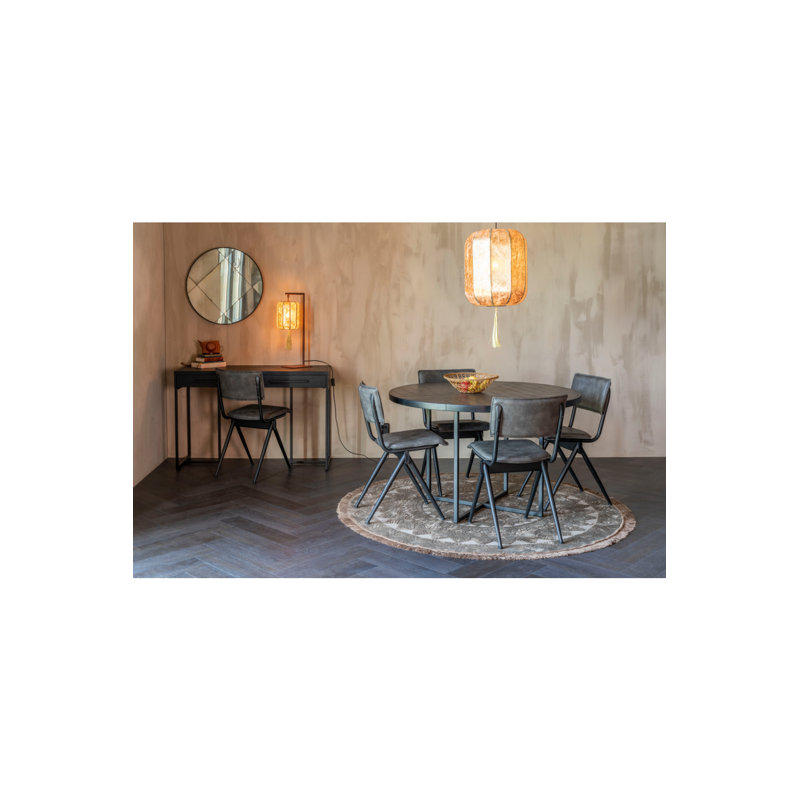 Acacia Round Metal Base Dining Table