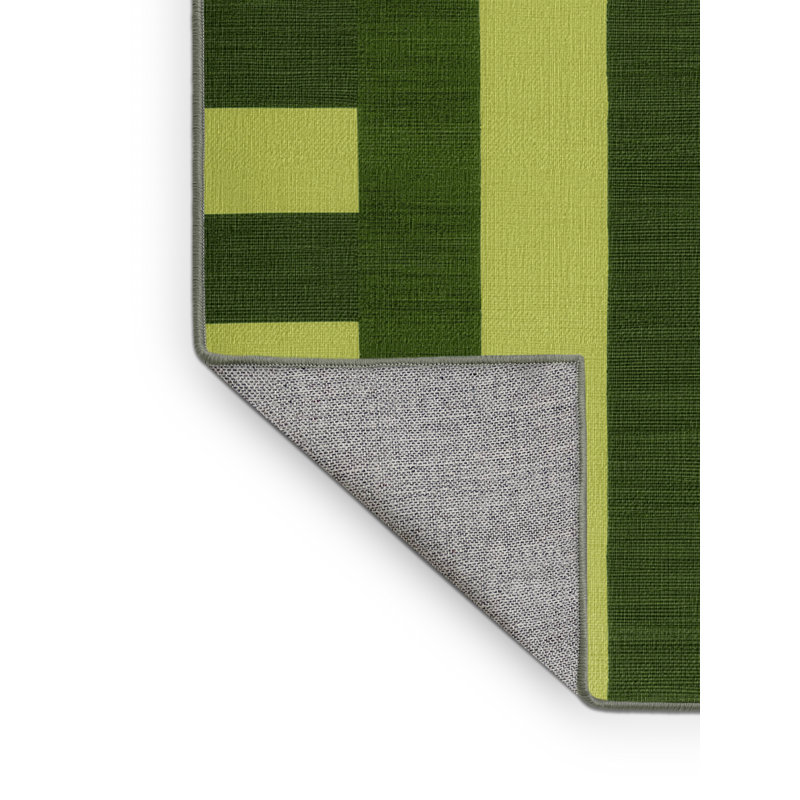 Tapis vert à carreaux lavable à la machine, Rond 7 pi