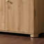 Buffet de cuisine en bois naturel, armoire de rangement incurvée pour bar à café, avec 4 portes d'armoire et tablettes, convient aux cuisines et aux salles à manger.