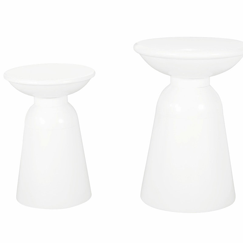 Table de bout en métal, ensemble de 2, Blanc