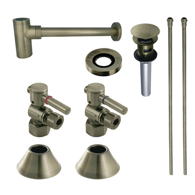 Kingston Brass Trimscape Contemporary Plumbing Sink Trim Kit with Bottle Trap and Overflow Drain, Antique Brass
