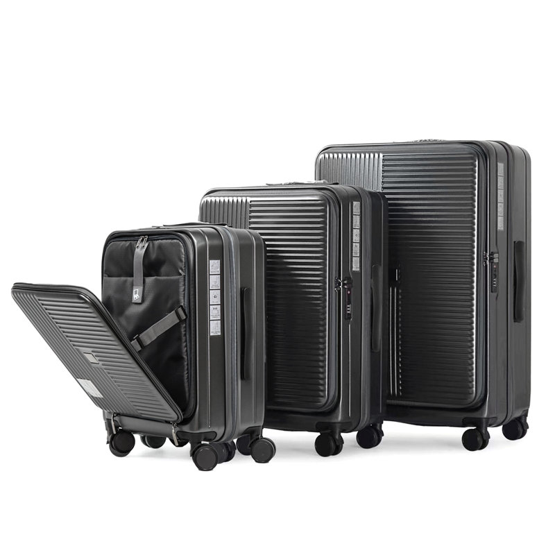 Luggage,with front opening,TSA approved lock,hardshell suitcase, Gray