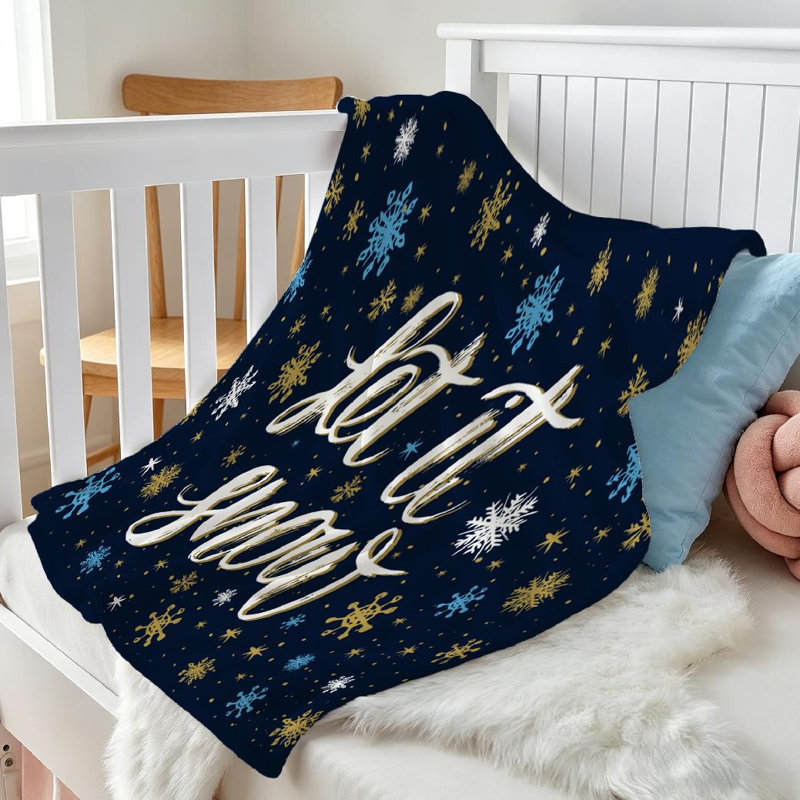 Jeté en molleton blanc ultra doux en flanelle, imprimé Let It Snow, Throw 30" x 40"
