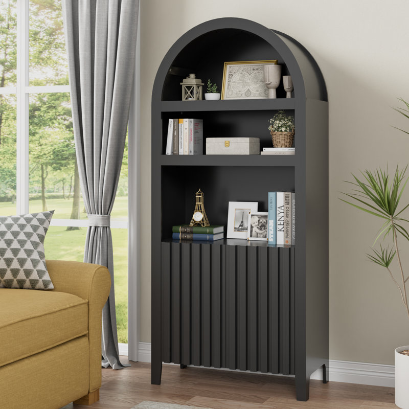 Vitrine arquée 70,9 "de haut, Noir, noir, noir, noir