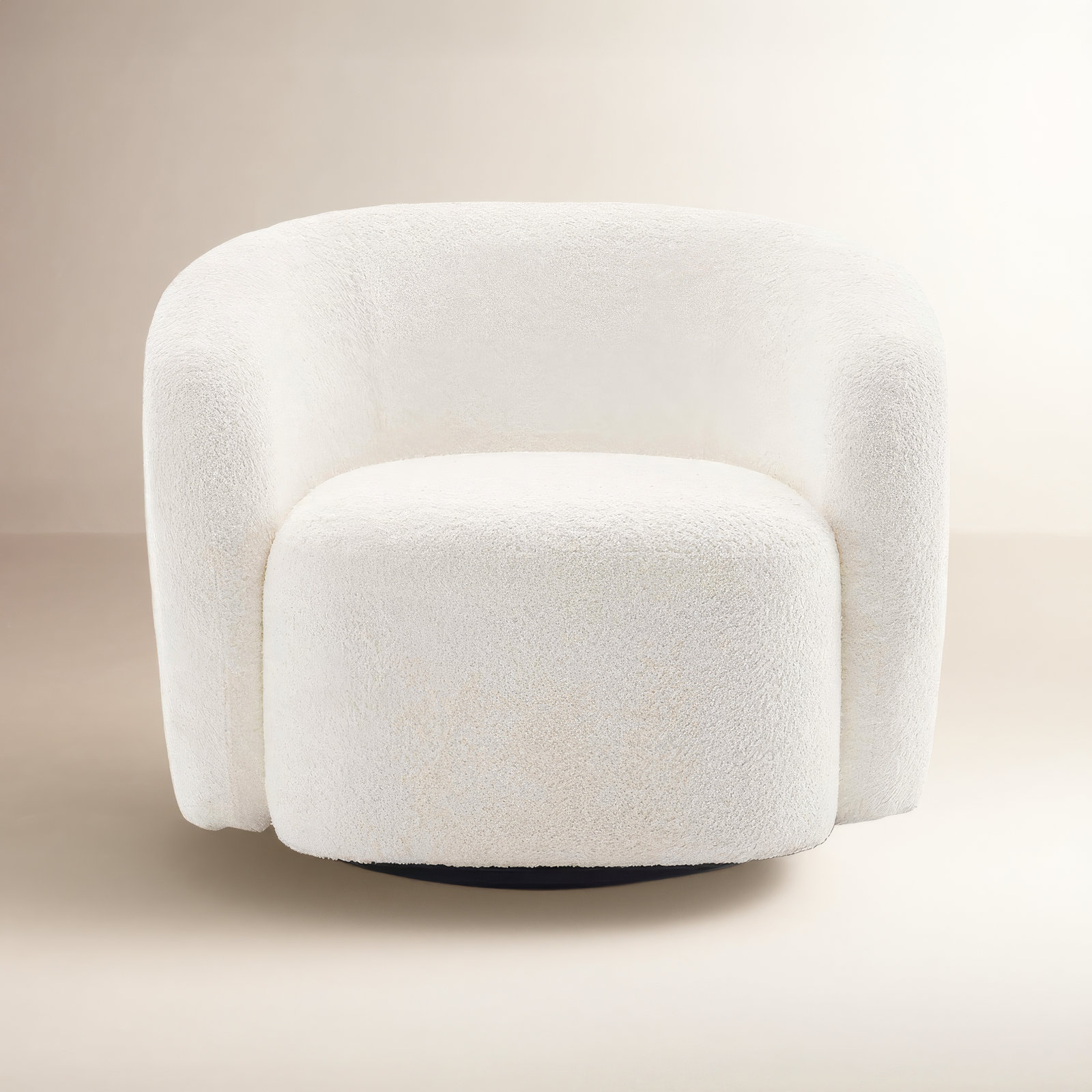Munehito Upholstered Swivel Barrel Chair, White