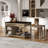 TREXM Extendable Kitchen Island - Multi-Functional Cart With Built-In Outlets, Retro Wheels & Storage (Gray, Solid Wood+MDF)-128614612