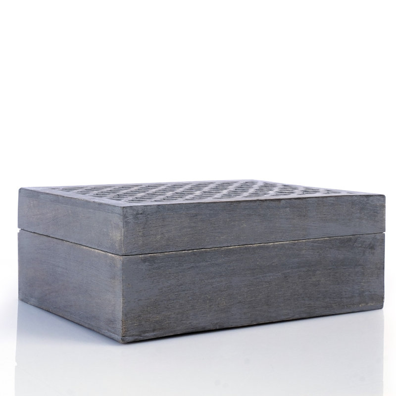 Boîte décorative Ezekiel, H 4 po x l 10,5 po x P 7,5 po, Gris