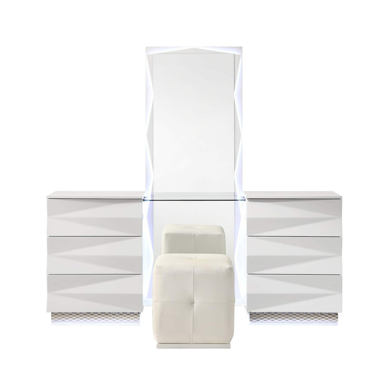 Ensemble de meuble-lavabo blanc avec tiroir et miroir