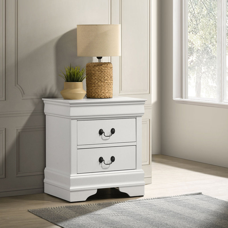 Table de chevet 2 tiroirs avec pieds