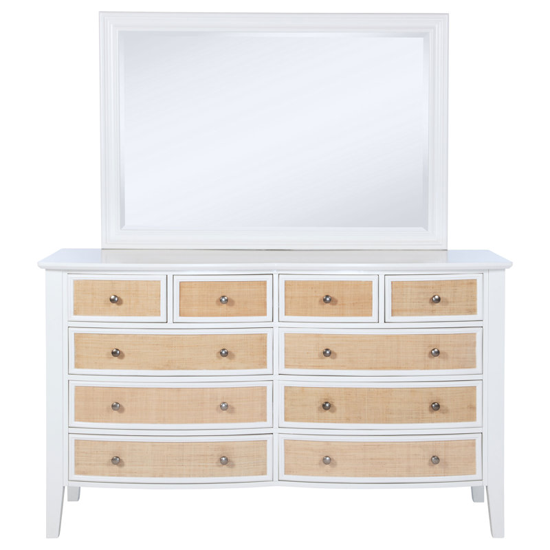 Aakas 10-drawer Dresser and Mirror White