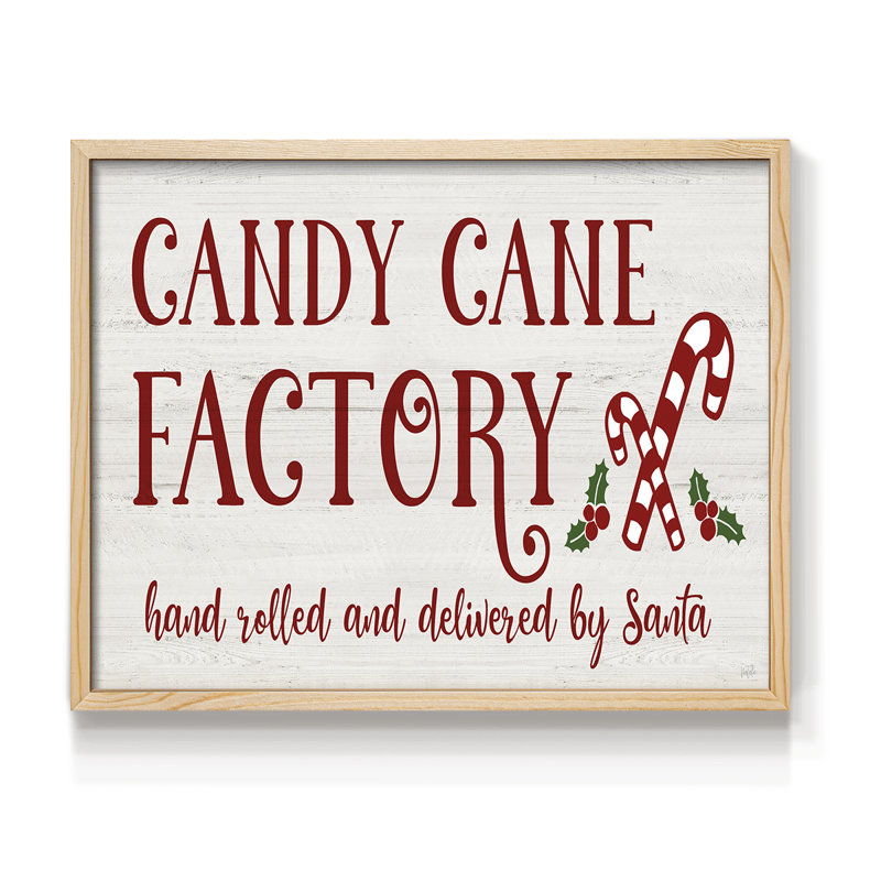 Usine de canne de bonbon - reproduction encadrée - réarmable, H 11 po x l 14 po, Naturel