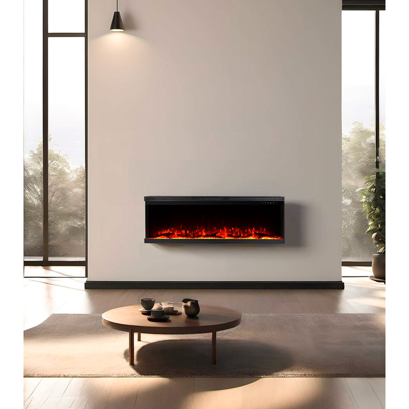 Flint Belfry Heating Black Electric Fireplace with 5000 BTU, 44cm H x 127cm W x 20cm D