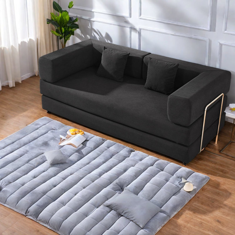 Compression Convertible Sofas, Corduroy Modern Sleeper For Small Home