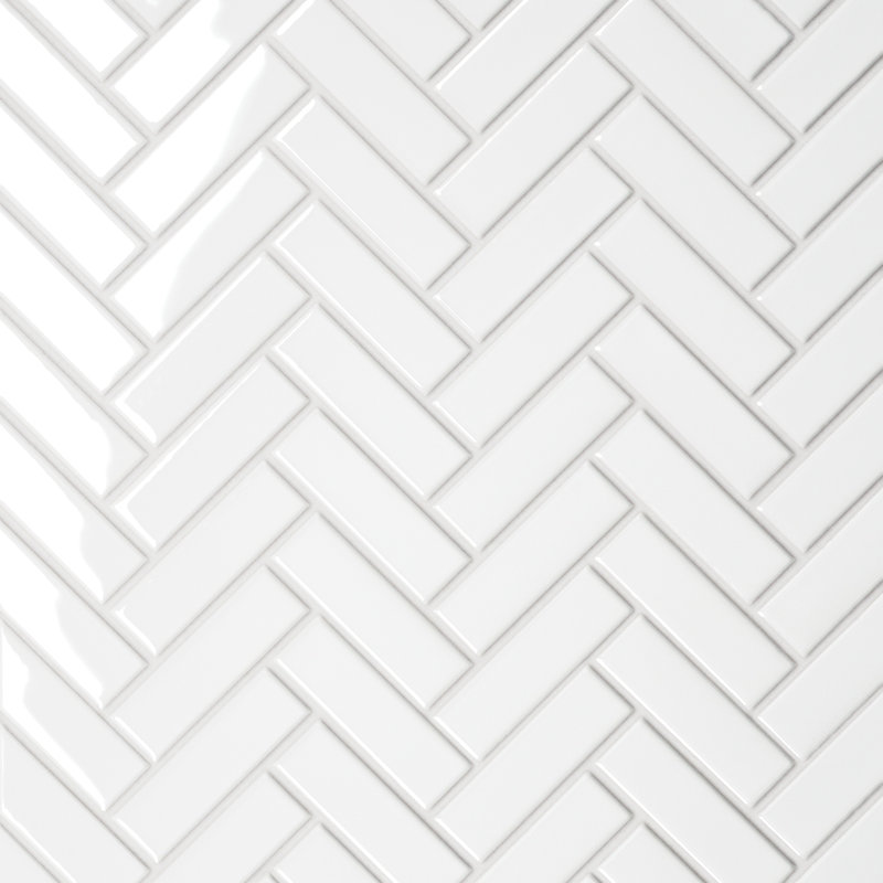 Le Cafe 1" x 3" Glossy Porcelain Mosaic Tile, White