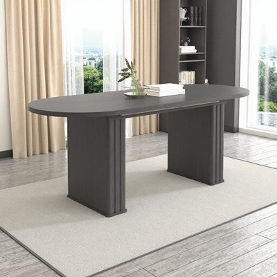KELVIO Oval Extendable Dining Table with - Seats 4 to 8 | MDF Family Kitchen Table