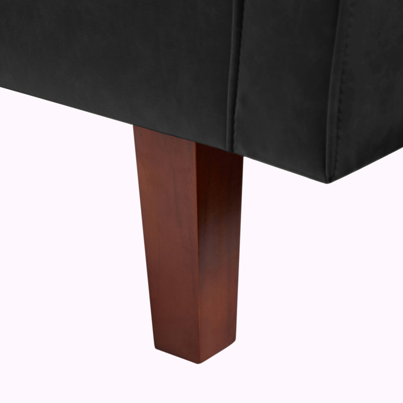Manjari Tufted Back Convertible Sofa, Black PU