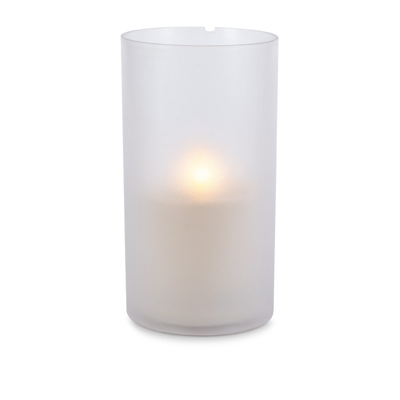 Bougie en cire coulée à la main 5 po x 9 po Illumaflame dans un verre givré gris doux