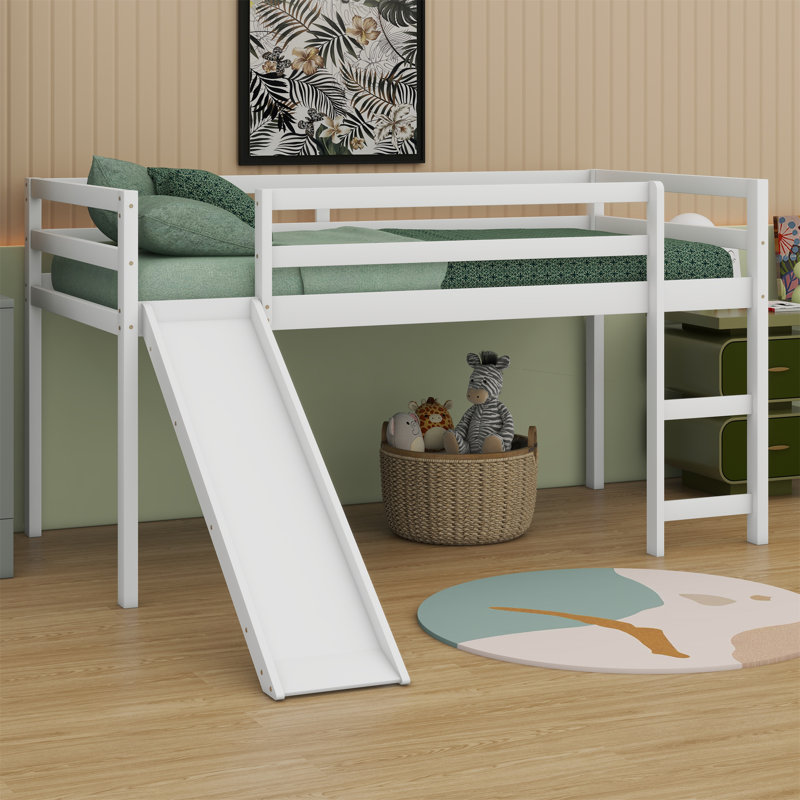 Loft Bed With Slide, White