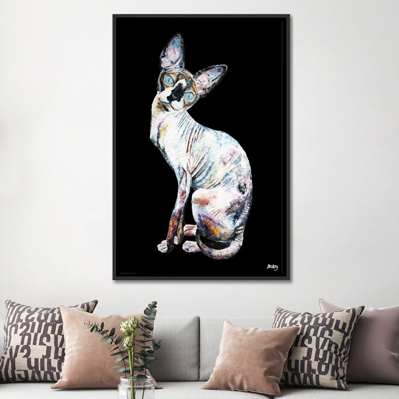 « larry, black background », impression sur toile, H 60 po x l 40po x P 1,5 po, Toile avec cadre flottant noir, Pas de tapis