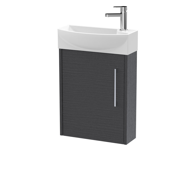 Juno 450mm Single Bathroom Vanity with Integrated Vitreous China Basin, Graphite Grey