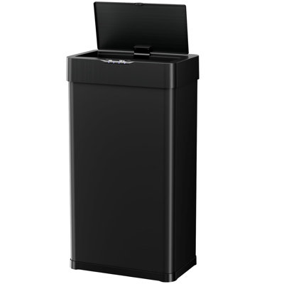 Poubelle en acier inoxydable à capteur de mouvement 16 gallons, poubelle automatique, couvercle à fermeture en douceur, pour la cuisine, le bureau, le véhicule récréatif, la chambre à coucher et le salon (noir)