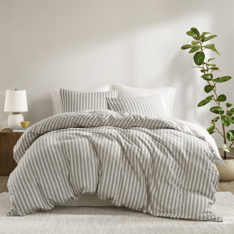 Ensemble de housse de couette 3 pièces Etta, Gris, Housse de couette très grand et 2 très grandes t