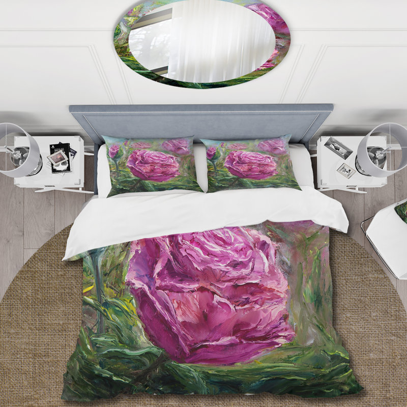 Bouquet de pivoines roses - Ensemble de housse de couette traditionnel - Microfibre de polyester