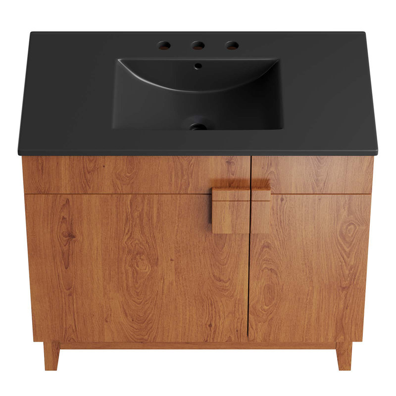 Miles 36" Black Walnut Bathroom Vanity with Ceramic Sink