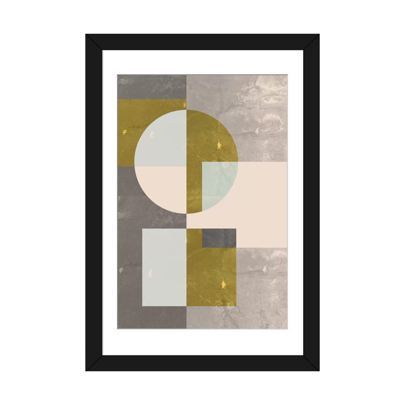 «Geometric I», impression sur toile, Papier avec cadre noir, Blanc, H 32 po x l 24 po x P 1 po