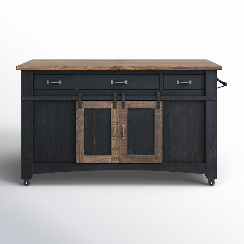 Dodge Solid Wood Kitchen Island, Black