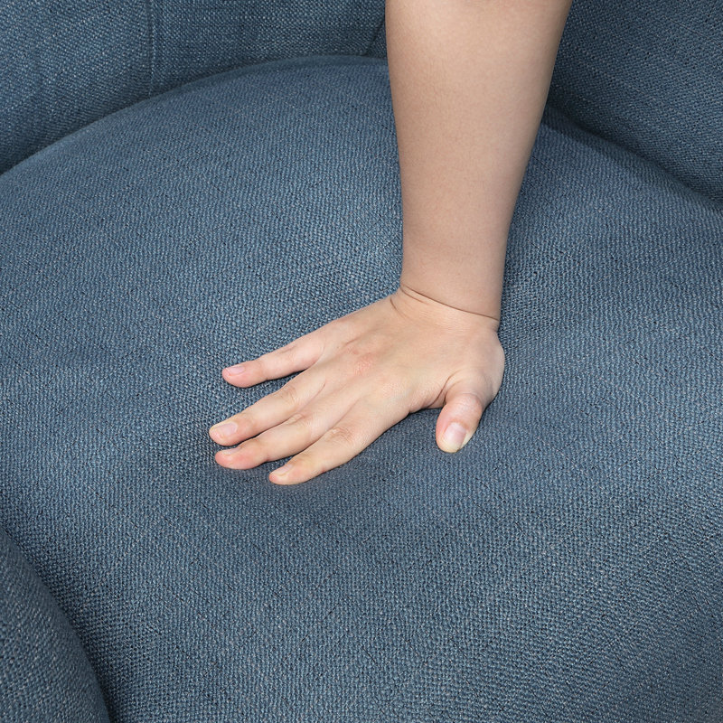 Perlas 26.5" Modern & Contemporary Accent Chair with Textured Fabric Upholstery, Button-Tufted Back & Solid Wood Legs
