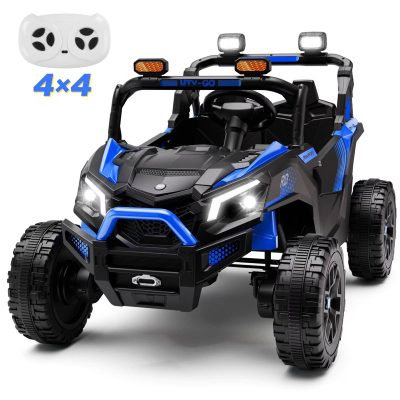 Voiture 4 roues motrices 24V Kids Rid On, voiture extra-large 2 places avec télécommande pour parents, musique et lumières DEL