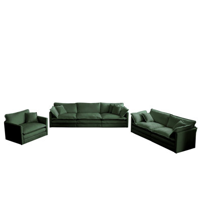 Modern Sofa Couch, 3 Piece Set Extra Deep Seat Sectional Sofa For Living Room, Oversized Sofa, 3 Seat Sofa, Loveseat And Single Sofa, Chenille
