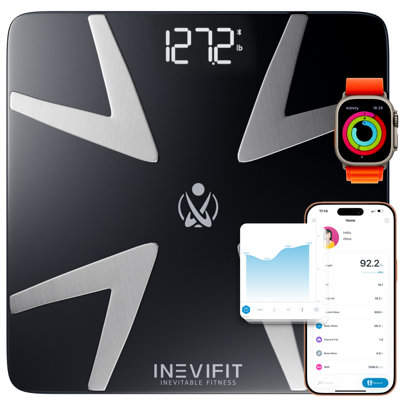 INEVIFIT Smart Body Fat Scale, Highly Accurate Bluetooth Digital Bathroom Body Composition Analyzer, Measures Weight, Body Fat, Water, Muscle, BMI, Visceral Fat & Bone Mass for Unlimited Users