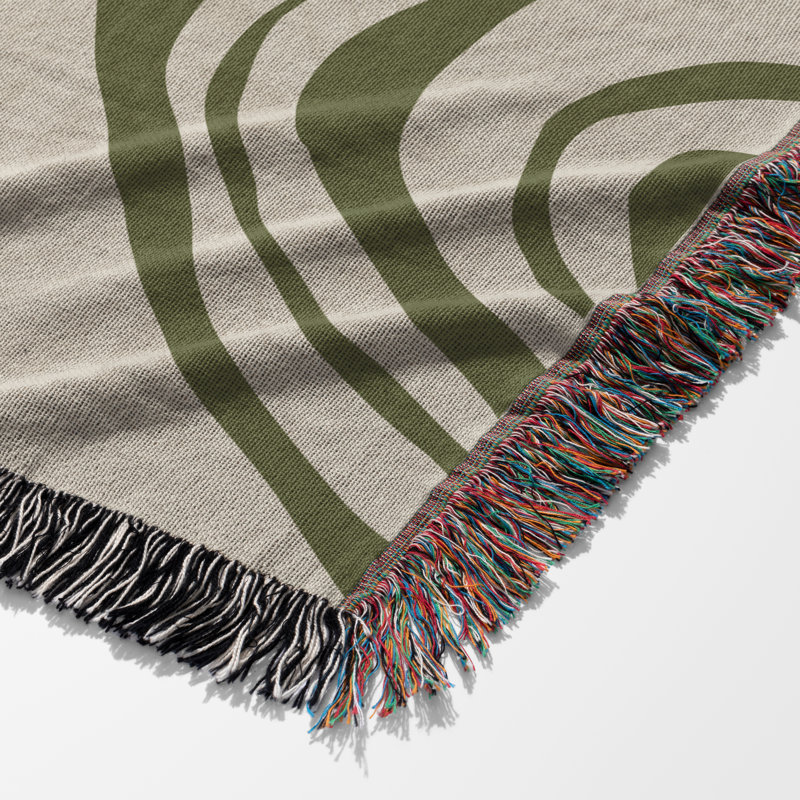 Jeté Kayle, Lit simple, Vert olive / Beige