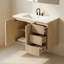 Meuble-lavabo suspendu simple de 91 cm (36 po) avec lavabo en céramique, 3 tiroirs et rangements, design cannelé, style scandinave, salle de bain principale
