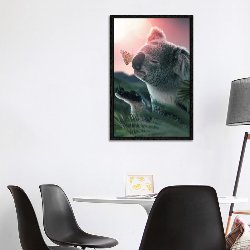Koala Butterfly by Zenja Gammer - Print on Canvas, Black Framed, 101.6 cm H x 66.04 cm W