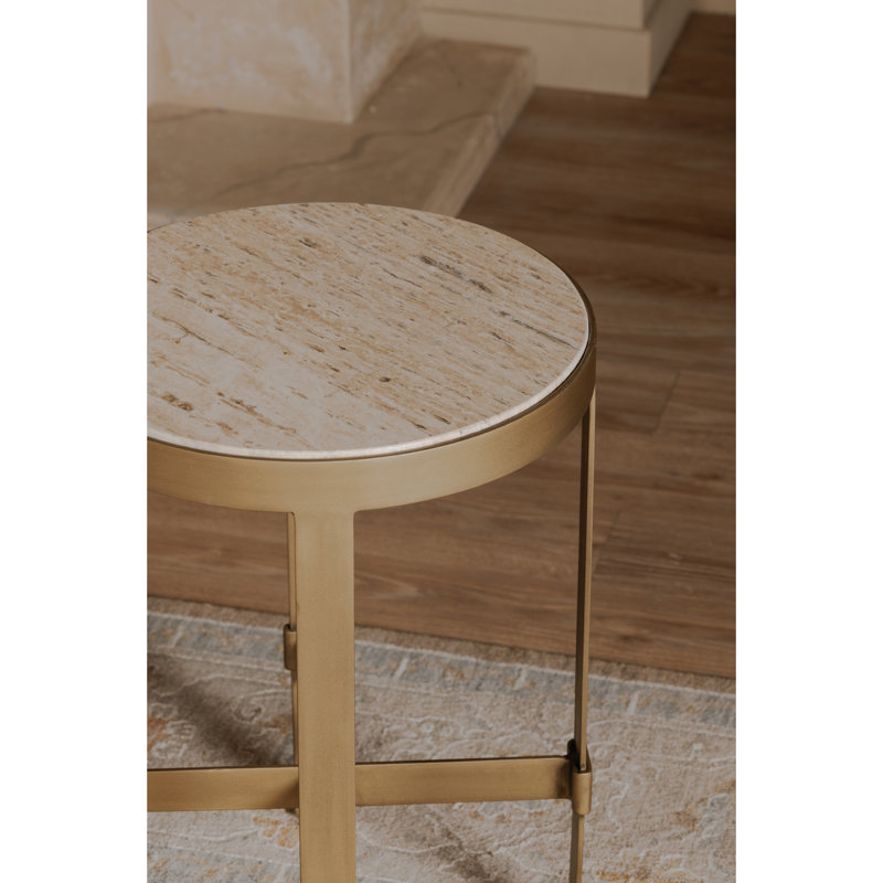 Holli Side Table White Marble, Travertine
