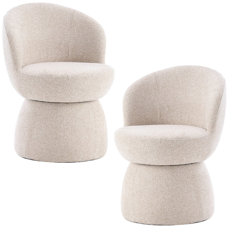 Modern Upholstered Dining Chairs, Boucle Fabric Swivel Barrel Chairs, Wingback Side Chairs, Vanity Chairs, Tan