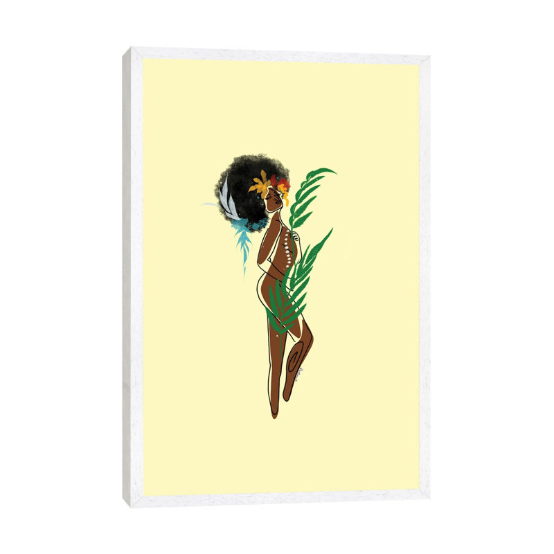 Yellow by DeeLashee - Painting on Canvas, 66.04cm H x 45.72cm W x 3.81cm D, White Framed